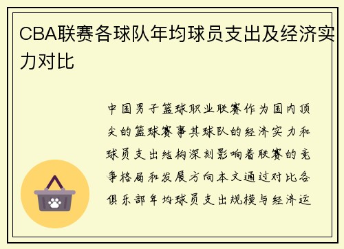 CBA联赛各球队年均球员支出及经济实力对比